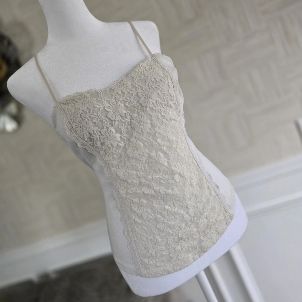 VINTAGE White Tank Top Weavers Size L